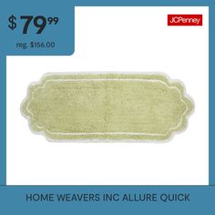 Introducing our Allure Collection bathroom rug, crafted with luxurious 100% Cotton pile for comfort and safety. Swift moisture absorption and non-slip backing ensure a dry, secure floor. Personalize with diverse colors and designs. Built to endure daily use, it offers easy maintenance and warmth during colder seasons. Versatile for kitchen or bedroom use, it combines affordability with luxury for everyday pampering. Elevate your bathroom experience with the Allure Collection rug today.Features:… Bathroom Rugs And Mats, Rug Green, Bath Mat Sets, Buy Home, Bathroom Rug, Bath Mats, Bath Rug, Bath Rugs