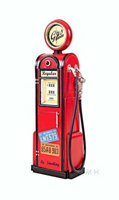 an old fashioned gas pump with a clock on top