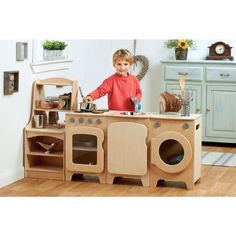 Delightful natural washer, cooker, storage dresser, and sink specially designed for children 3 years+. The natural finish helps create a calming play environment and the robust design incorporates a number of features for safety and durability.     dramatic play  refrigerator  stove  sink  microwave  cooking  play kitchen  play kitchen sets  toy kitchen  kitchen toys  kitchen playset  pretend play kitchen   dramatic play  refrigerator  stove  sink  microwave  cooking  play kitchen  play kitchen Natural Wood Kitchen, Toddler Kitchen, Childrens Kitchens, Natural Kitchen, Play Kitchen Sets, Robust Design, Dramatic Play, Kitchen Collection, Kitchen Set