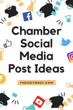 the words chamber social media post ideas surrounded by icons