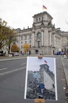 an old building with a flag on it