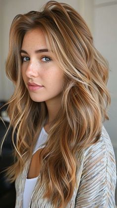 Dirty Blonde Hair Color, Dirty Blonde Hair Color Ideas, Caramel Blonde Hair, Dirty Blonde Hair, Strawberry Blonde Hair, Dirty Blonde, Hair Color And Cut, Long Wavy Hair, Hair Color Balayage