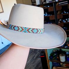 I Hardly Wore This Hat. The Shape Through The Years Has Gotten Soft So It Will Need Some Reshaping And Love. The Beaded Hatband Was Hand Made, Cost For That Was 140. Felt Cowboy Hat, Felt Cowboy Hats, Cowgirl Hats, Hat Band, Cowboy Hat, The Shape, Cowboy Hats, Hand Made, Cowboy