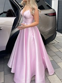 #dress #prom #pink Cute Pink Formal Dresses, Pink Satin Formal Dress, Blonde Hair Prom Dress, Pink Grad Dress, Pink Prom Dresses Ball Gown, Abi Ball, Red Long Prom Dress, Ireland Dress