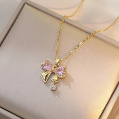 Material: Titanium Steel Fashion Element: Bow Style: Advanced Sense Spiritual Necklaces, Expensive Rings, Pretty Jewelry Necklaces, Zircon Necklace, Bow Style, Rings And Necklaces, Jewelry Accessories Ideas, Aesthetic Jewelry, Bow Jewelry