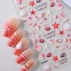 PRICES MAY VARY. 【Summer Nail Stickers】: You will get 4 sheets of 5D Summer theme design nail art stickers, Exquisite Embossed, perfect for creating your unique and stylish nail art design. 【Health Safety】: The nail sticker with Starfish, shell, jellyfish design are made of high-quality environmental friendly materials, Non-toxic, not allergic to skin. You can use it with confidence, even pregnant women and children can use them 【The perfect gift】: Cute series nail decals the best gift for your Beach Holiday Nails, Ocean Nail Art, Seashell Nails, Nails Inspiration Classy, Jellyfish Design, Ocean Style, Tree Nails, Nail Art Stickers Decals, Manicure Diy