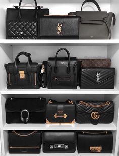 Designer Handbags Prada, Black Mode, Closet Organisation, Sac Michael Kors, Sunglasses For Your Face Shape, Bag Closet, Luxury Bags Collection, Handbag Collection