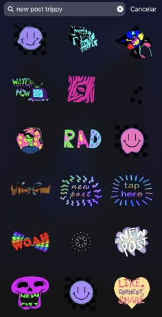 some stickers that are on the back of a cell phone, with different colors and shapes