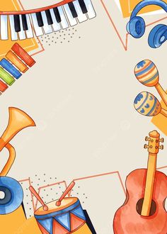 an abstract music background with musical instruments