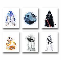 star wars art prints on white paper