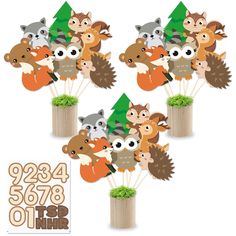 woodland animal cupcake toppers with forest animals