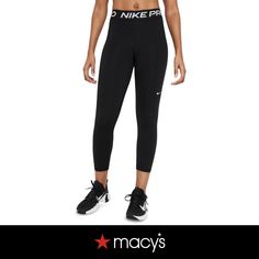 in stock Mesh Panel Leggings, Nike Pro Leggings, Panel Leggings, Nike Pros, Mesh Panel, Womens Activewear, Polyester Spandex, Dri Fit, Black Leggings