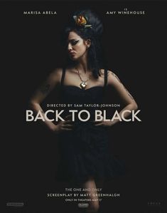 the poster for back to black, which features an image of a woman with her hands on her hips