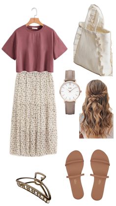 Modest Church Outfits, Modesty Outfits, Cute Modest Outfits, Nude Sandals, Neue Outfits, Floral Midi Skirt, Modest Fashion Outfits, Midi Skirts, Mom Outfits