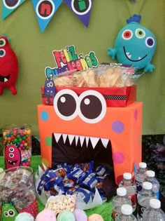 a monster themed birthday party with candy and candies