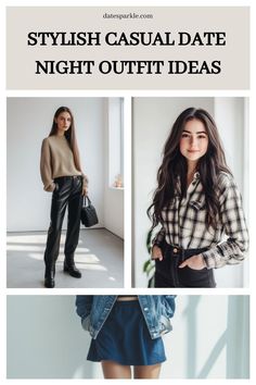 Edgy Date Night Outfit, Edgy Leather Jacket, Casual Date Night Outfit, Cozy Oversized Sweaters, Comfortable Outfit, Casual Date Night