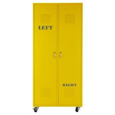 a yellow locker with the words left on it