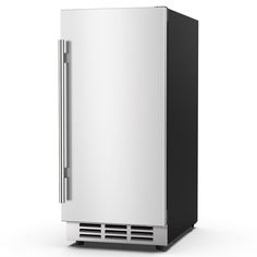 a white refrigerator freezer sitting on top of a counter