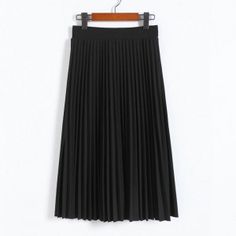 CRRIFLZ Spring Autumn Fashion Women's High Waist Pleated Solid Color Half Length Elastic Skirt Promotions Lady Black Pink Pleats Pattern, Elastic Skirt, High Waisted Pleated Skirt, Rock Outfit, Pleated Long Skirt, Black Pleated Skirt, Skirt Summer, Long Skirts For Women