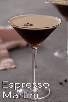 an espresso martini is garnished with coffee