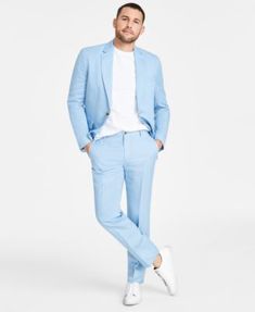 in stock Blue Suit Jacket, Scout Guide, Mens Suit Jacket, Men's Suit, Launch Party, Blue Suit, Fashion Styles, Powder Blue, White Sneakers