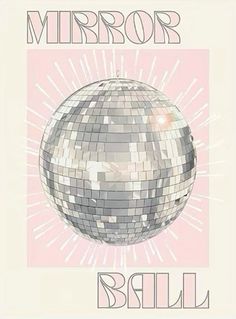 the mirror ball is in front of a pink background