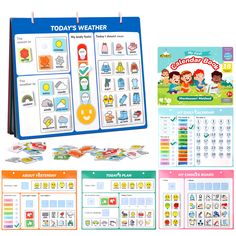 a calendar with stickers and magnets for kids to learn how to use it