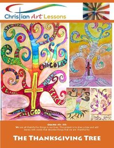 the thanksgiving tree is featured in this poster for children's art lessons and activities