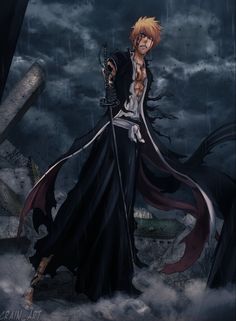 Ichigo Drip, Bleach Figures, Tensa Zangetsu, Ichigo Kurosaki Wallpaper, Sky Man, Bleach Ichigo, Male Anime, Galaxy Wallpaper Iphone