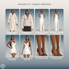 there are many different dresses and shoes for the woman in this video game, which is very similar to each other