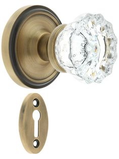 an image of a door handle with crystal knobs on the front and back sides