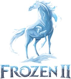 the logo for frozen ii with a horse on it's back and words below