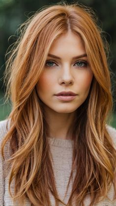 Dimensional Copper Hair With Blonde Highlights 🍁 Fall Hair For Natural Redheads, Honey Blonde With Ginger Highlights, Honey And Copper Highlights, Blonde To Redhead, Red Highlights On Dark Blonde Hair, Blonde To Copper Balayage, Platinum And Copper Hair, Winter Copper Hair, Blonde With Ginger