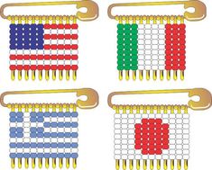 four rows of beads with the colors of the flag on one side and two rows of red, white, blue, and green