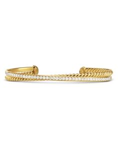 David Yurman Crossover Two Row Bracelet in 18K Yellow Gold with Diamonds, 6mm David Yurman Solari Bracelet, David Yurman Bangle, Gold David Yurman Bracelet, David Yurman Cuff Bracelet, David Yurman Crossover Bracelet, Diamond Fashion Jewelry, Swimsuit Cover Up Dress, Luxury Towels, Pumps Flat