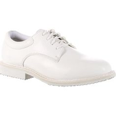 Classic Fitted White Dress Shoes, White Fitted Slip-on Dress Shoes, White Slip-on Dress Shoes, Classic Slip-resistant Dress Shoes With Round Toe, Classic Slip-resistant Dress Shoes With Plain Toe, Classic Slip-resistant Plain Toe Dress Shoes, Casual White Oxfords For Business, White Smart Casual Oxfords For Business, Fitted White Plain Toe Oxfords