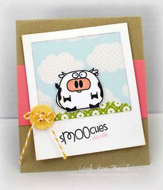 a small card with a cow on it