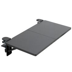 a black table with two wheels on the bottom and one wheel attached to the back