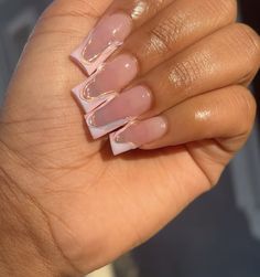 Now Nails, Colored Acrylic Nails, Girly Acrylic Nails, Work Nails, French Acrylic Nails, Classy Acrylic Nails, Dope Nail Designs, Short Square Acrylic Nails, Long Acrylic Nails Coffin