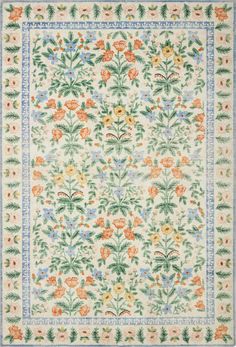 Mughal Garden, 5x8 Area Rugs, Rug Size Guide, Rug Direct, Cream Rug, Floral Area Rugs, Floral Botanical, Large Rugs