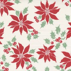 a white background with red and green poinsettis