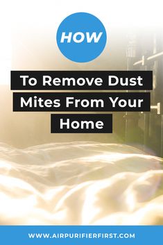 a bed with the words how to remove dust mitts from your home