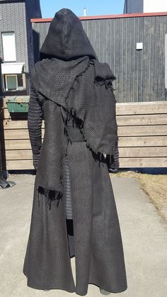 Cloak Back View, Burning Man Fashion, Scottish Fashion, Black Hood