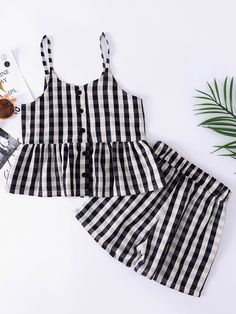 Black and White Cute  Sleeveless Polyester Gingham   Non-Stretch Summer Toddler Girls Clothing Kids Summer Frocks Design, Cotton Frocks For Kids Summer, Cute Toddler Summer Dress, Baby Girl Frock Designs Summer, Buffalo Check Dress Toddler, Girls Frocks, Cute Baby Dresses, Baby Girl Dress Design, Kids Dress Wear