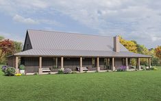 this is an artist's rendering of a country house with porches and covered patios