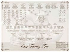 the family tree is shown in white and has an image of a pirate ship on it