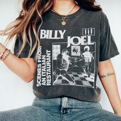 Billy Joel Vintage Retro T-shirt, Billy Joel Shirt, Billy Joel Tour 2023 Graphic, Comic Shirt, Vintage Book Art, Matchbox Twenty, Rap Shirt, Rock Vintage, Scott Campbell, Kings Of Leon, Dave Matthews