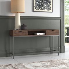 a living room scene with focus on the console table