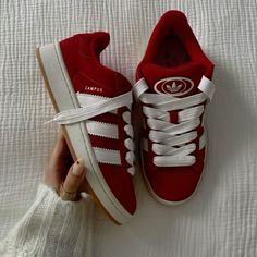 Red Adidas Campus, Red Adidas Shoes, Adidas Campus 00s, Shoes Outfit Fashion, Adidas Shoes Women