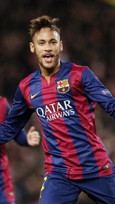 barcelona's neymi celebrates his goal during the spanish league soccer match against real madrid